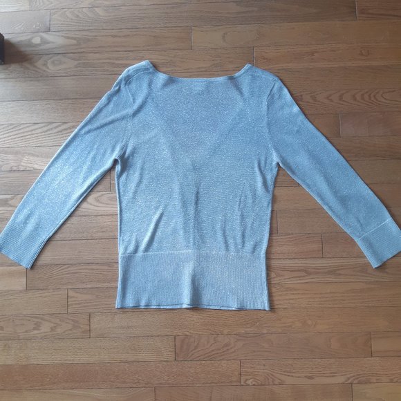 Suzy Shier Silver Sparkly Cardigan Medium - Picture 2 of 14